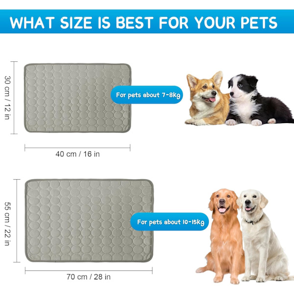 Køleunderlag til hunde i is-silke, ikke-giftig kølepude til kæledyr til hund og kat, sammenklappelig sommer-sovemadras til dyr, varmeaflastningsmåtte S 50*40CM