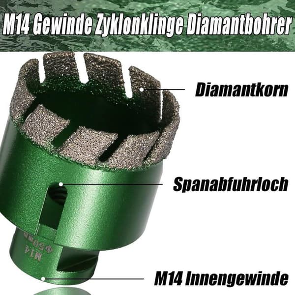 65 mm tør diamantborekrone til fliser, M14 gevindforbindelse, vakuumsvejset hulsav, til murværk, hule huller, marmor