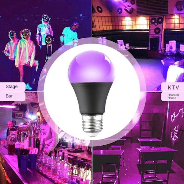 Sort Pære 3-pak, 10W (800W Ækvivalent) Sort Pære til Kropsmaling Klubfest Neon Plakat Lav Lys Belysning -GSL