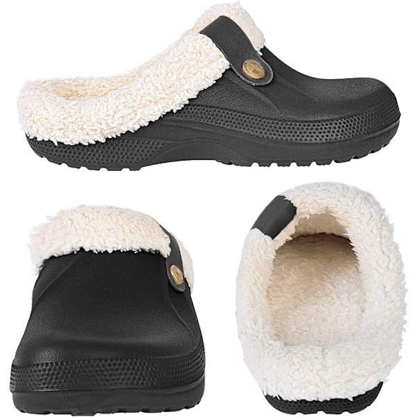 Dame Vanntett Pels Tøfler Fôret Tøfler Pels Tøfler Fluffy Slip-on Hagesko Varm Plysj Hjem Hus Tøfler Innendørs Utendørs-2.5/3 UK