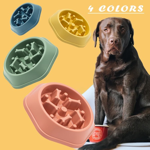 2 st hundskålar hund långsam matare skålar uppblåsthet stopp matskål interaktiv pussel hälsosam matskål (2 st, rosa)