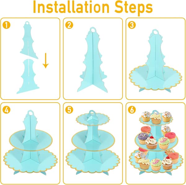 2-pak blå kageopsats pap cupcake-opsats 3-lags cupcake-pap-kageopsatser til eftermiddagste kageopsats pap 3-lags kageopsats
