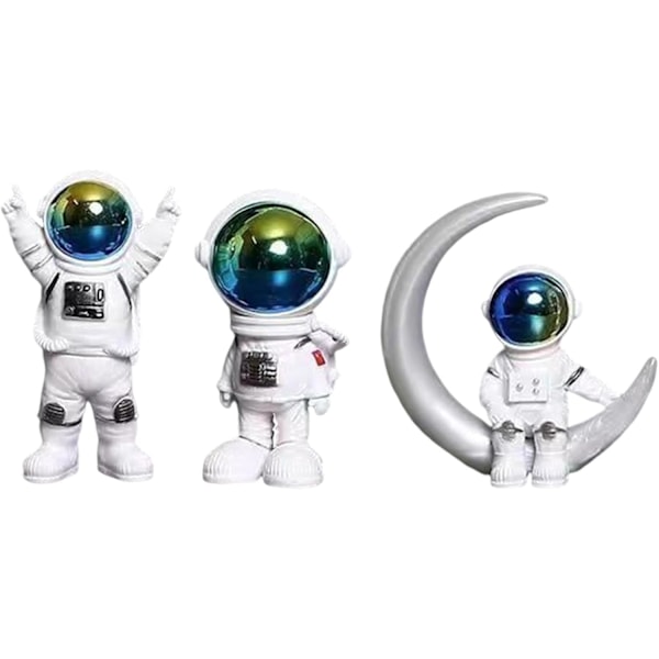Astronaut Figur Astronaut Skulptur Resin Statue Ornament for Kontor Fest Unik Dekorativt Stykke, Blå, 5 stk