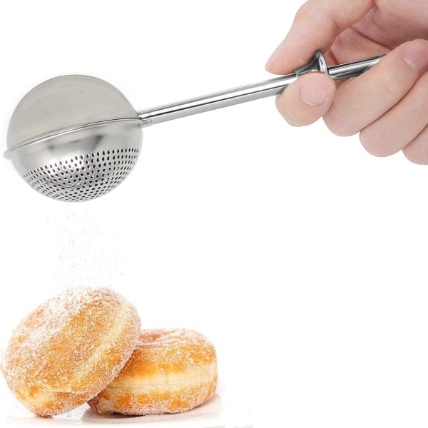 Teinfuser til løs te, melstøver til bagning, enhåndsbetjening, 304 rustfrit stål pulveriseret flormelis shaker duster.
