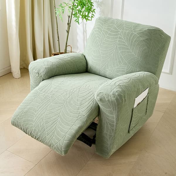 Jacquard överdrag till reclinerfåtölj, 1-sits, töjbar polyester/elastan med elastisk sidoficka, matchagrön