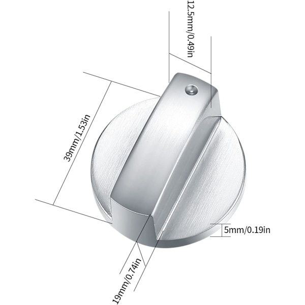 6 stk Gasskomfyr Kontrollknapper, Metall 6mm Komfyr Kontrollbryterknapper, Sølv Adaptere Ovn Matlagingsoverflate Bryterknapper, Gass Hob Knobs Kontrolllåser