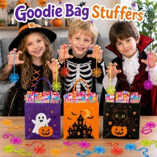 Bulk Spindelvev Klebrige Hender, 60 stk Halloween Leker Gaver Premier til Barn Spider Web 60