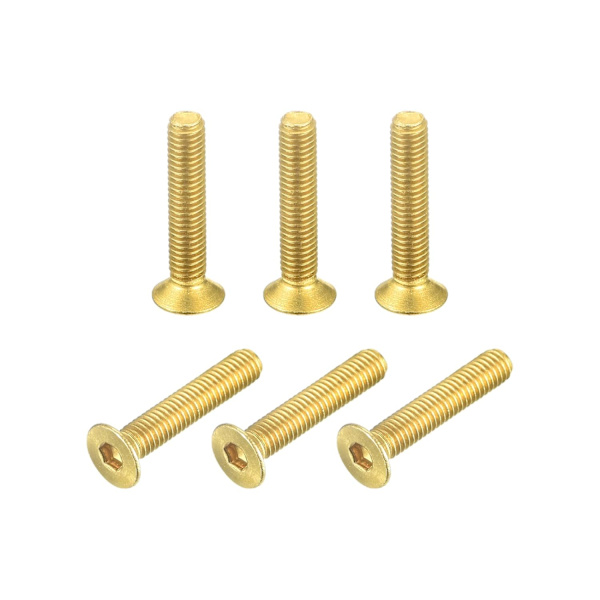 Litteät kuusiokolokantaiset ruuvit, M3-0.5 x 16mm messinki sisäkuusiokololla, kiinnitysruuvit 6 kpl