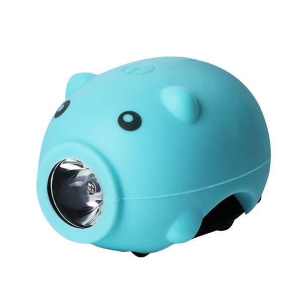 Cykelljus USB -uppladdningsbar piggy-strålkastare för barn, cykelljus och bakljus med hornfunktion, USB uppladdningsbar cykellampa, 120db högtalare, 3 ljus Mo Sky Blue