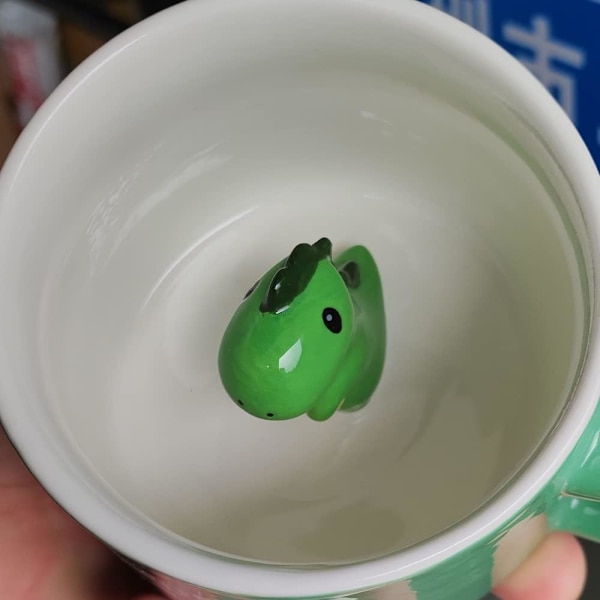 3D dinosaurie kaffekopp, rolig tecknad handgjord figur mjölk tekopp, julklapp födelsedagspresenter till vänner barn flickor fru mormor moster (dinosaurie)