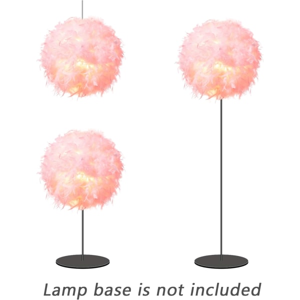 Fjäderljusskärm för taklampa, fluffig lampskärm Lampskärm Ljusskärm för bordslampa och golvlampa, sovrumsdiameter 30 cm, rosa