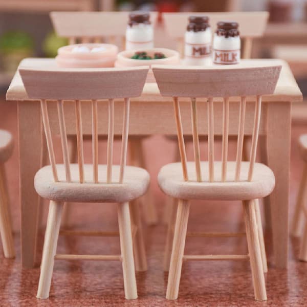 2 stk. Miniature Møbler Møbel Model Dukke Høj Stol Træ Tiny Stol Dukkehuse