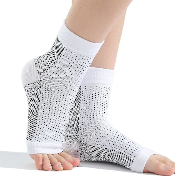 Soothe Socks, ankelbue-støttebeskyttelse, smertelindrende sokker White L XL