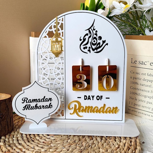 Ramadanin akryylinen adventtikalenteri 30 päivän Ramadanin lähtölaskentakalenteri DIY Eid Mubarak -koristeet Ramadan-juhlat Islamilaiset muslimiaksesoar-D