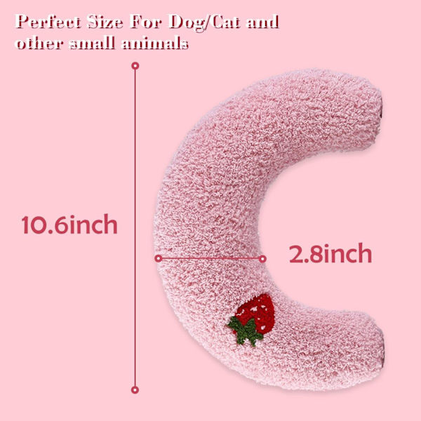 Myk pute for katter, myk leke for katter, beroligende pute for katter, angstdempende pute for hunder, valpepute, nakkepute, U-formet pute, hundeputeseng, sovepute, forbedre - rosa