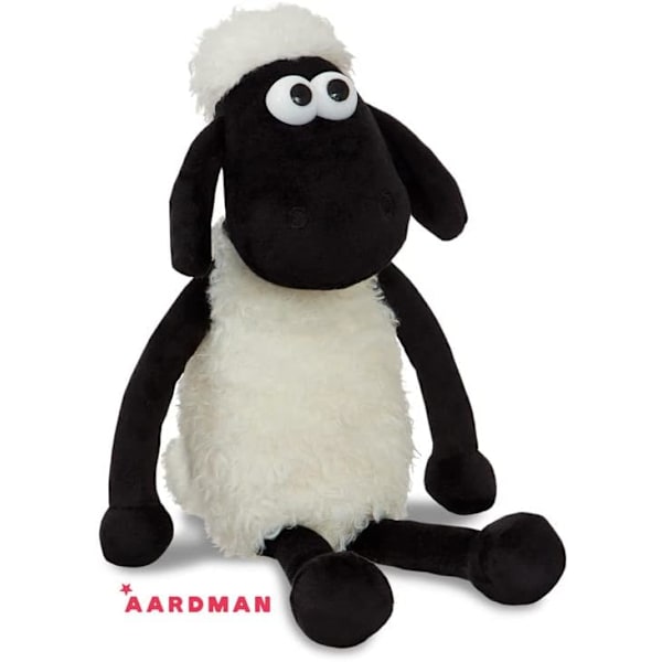 Shaun the Sheep plysj-kosebamse, svart og hvit, egnet for voksne og barn 80cm