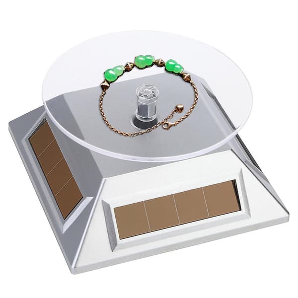 Solar Display Stand 360 Graders Rotation Energibesparende ABS Roterende Platform Display Base til Udstilling Silver