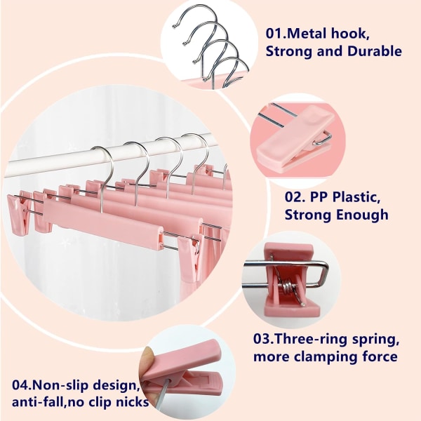 2-pack strumporhängare för torkning av underkläder torktumlare med 360° rotation, strumporhängare med 10 klämmor Pink
