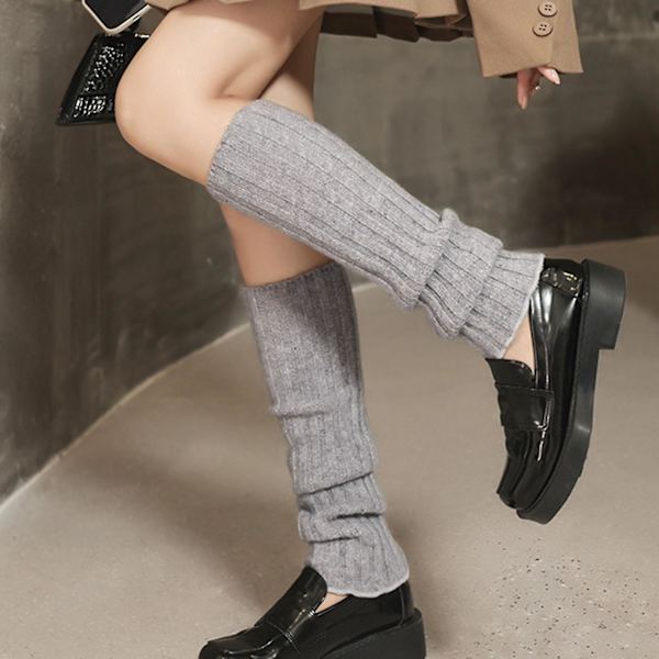 1 par benvärmare strumpor   Passar höga stretchiga stickning långvarig användning dekorera hålla varma bekväma kvinnor extra långa tunga slouch bomull H Khaki One Size