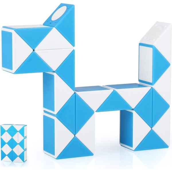 Magic Snake Cube, 48 delar 3D-pusselleksak, blå