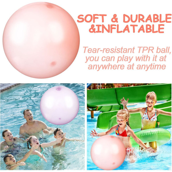 4 st utomhus roliga uppblåsbara bubbelbollar bubbelboll för vatten stor transparent ballong uppblåsbar boll mjuk gummiball för utomhus inomhus lek S