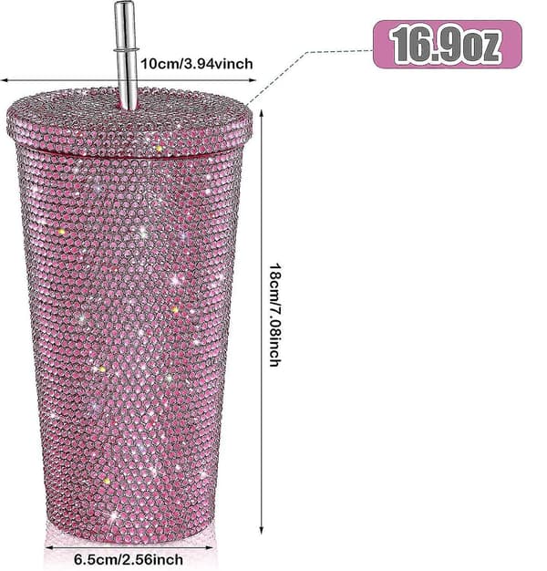 Kimalteleva timanttimuki, glittervesipullo kannella -