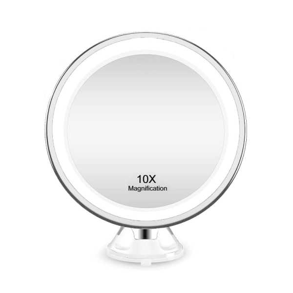 UNIQ Sugerkop Makeup Spejl LED Lys & x10 Forstørrelse - Hvid