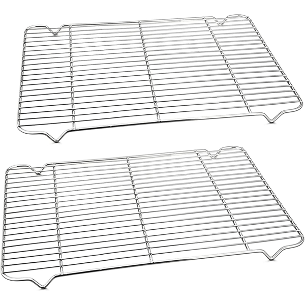 Avkjølingsstativ i rustfritt stål, grillstativ, tykt trådstativ for steking, grilling, rektangulært avkjølingsgitter, tåler oppvaskmaskin - 2 stk.