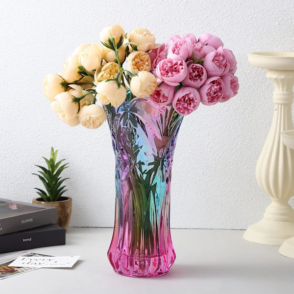 Unik krystallglassvase dekorativ regnbuevase blomsterplantebeholder middagsbord midtpunkt fargerik glassvase for hjemmekontor bryllup