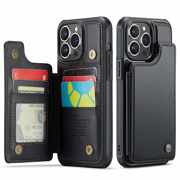 Etui til iPhone 15 sort Flip Wallet med kortholder
