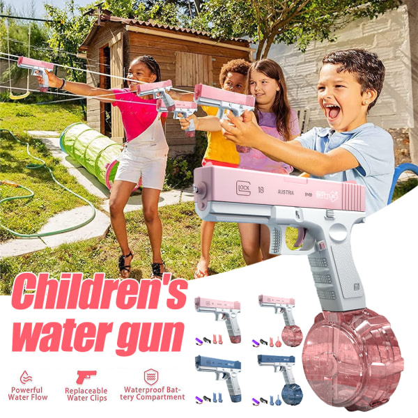 Sähköinen vesilelu Automaattinen vesilelu lapsille Kesäpoika Tytöt Vesitaistelulelut Lasten lahja - Pink clip version