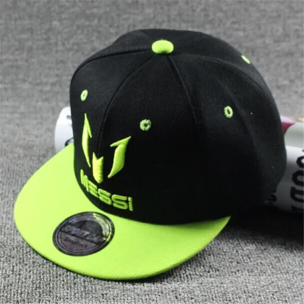 Ny mote for barn Ronaldo Cr7 Neymar Njr Cap Hat Boys Girls Kids Messi Snapback Hats Hip Hop Caps Gorras - green Messi