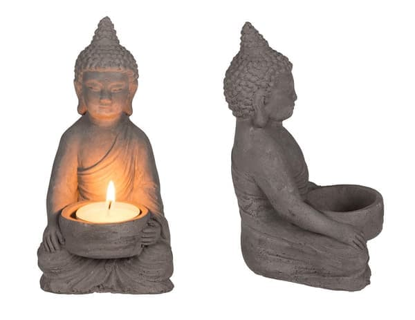 Tuikkukynttilänjalka Buddha - Harmaa