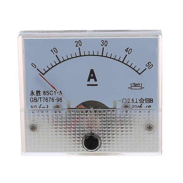85C1 DC 0-50A Rektangel Analog Panel Amperemeter Måler