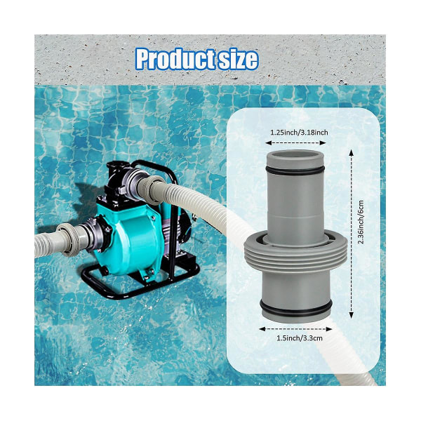 Reservdelar för ovanmarkspool, slangadapter för poolbyte 1,5 tum munstycke för pool (1,5 tum till 2x1,25 tum T S