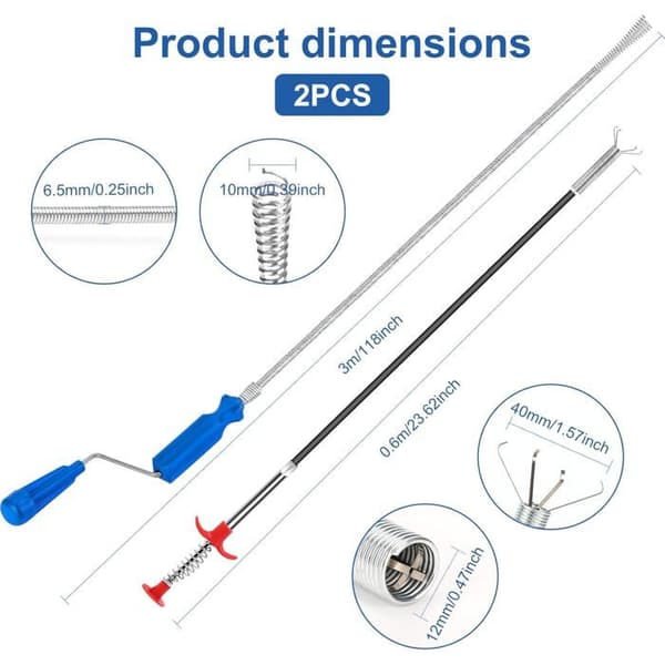 Set med 2 avloppsrensare, 3m & 0.6m