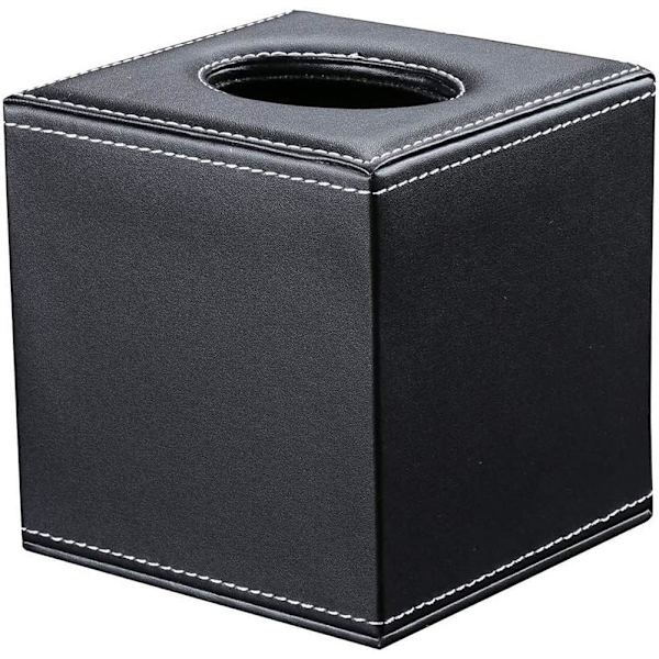 1PCS Marmor Servettbehållare - Läder Kub Fyrkantig Servettbehållare Black