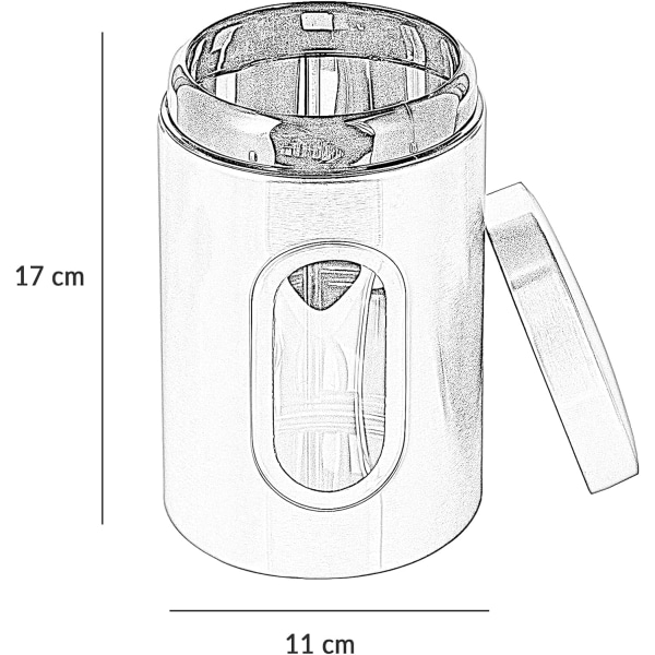 3-delad Köksburkssats - Lämplig för Socker, Te, Kaffe, etc - Multimatförvaringsburkar - Silver