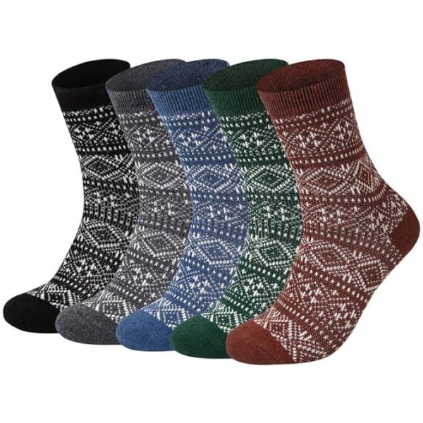 5 par vinterpustende ull tykke sokker