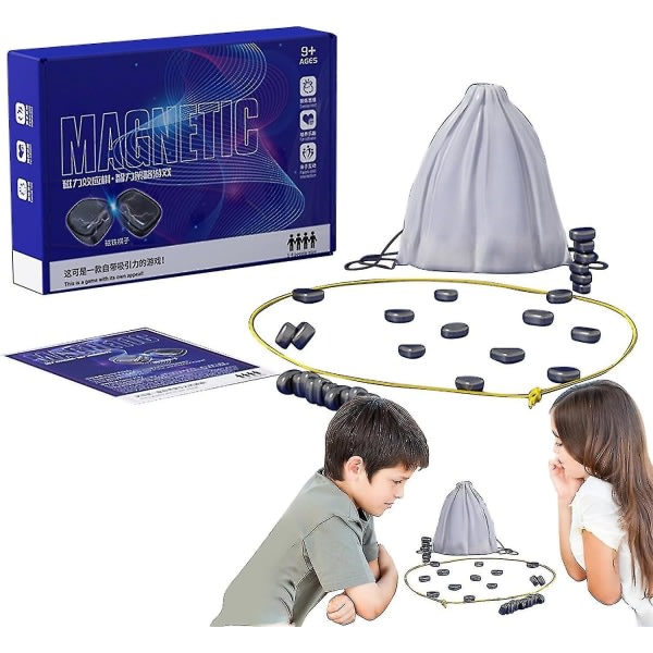 Magneettinen shakkipeli, hauska pöytämagneettipeli pulmastrategiapeli, magneettinen lautapeliperhe (FMY) B köydellä