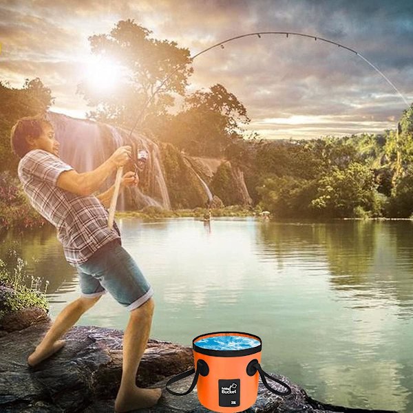Hopfällbar Vattenhink, 20L Bärbar Hopvikbar Hink Vattenbärare Förvaring Tvättkorg Camping för Resor Vandring Fiske Båtliv Trädgårdsskötsel Biltvätt Orange