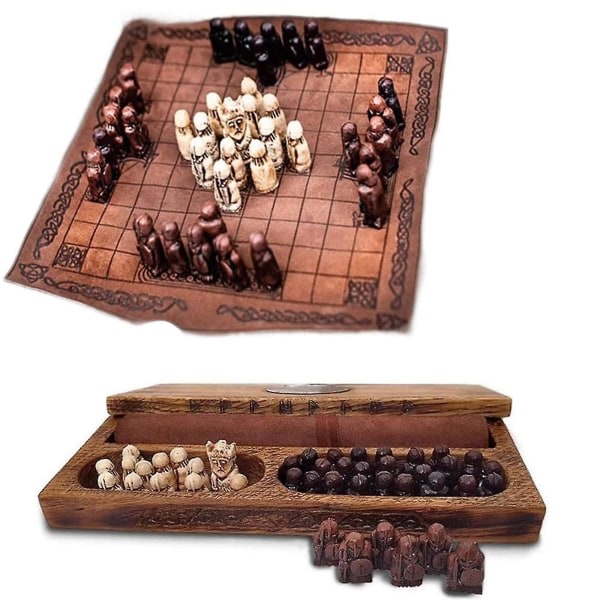 Hnefatafl-lautapeli, sarja, sarja, sarja aikuisille/lapsille puulaatikolla