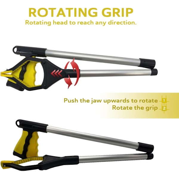 Foldbar søppelplukker med lang arm, magnetisk spiss, ergonomisk håndtak med roterende hode - Grabber Stick søppelplukker - Anti-skli