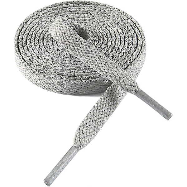 Litteät Kengännauhat Tennareihin 8mm Leveät Kengännauhat Tennareihin Premium Tennarikengännauhat Korvaavat Nauhat Urheilukenkien Nauhoiksi Light Grey 51-  ( 130 cm )