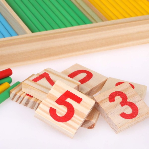 Trælegetøjstællestænger, til børn førskolepædagogisk legetøj (farverigt)