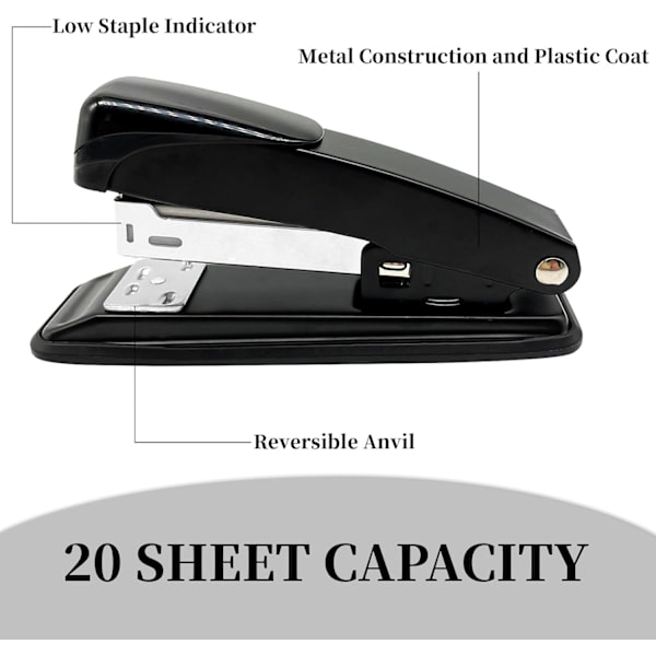 2-pack skrivbordsstapler 20 ark bärbar kapacitet stapeler lätt stapel basstapler liten stapeler hållbar metall skrivbordsstapler för hemmet