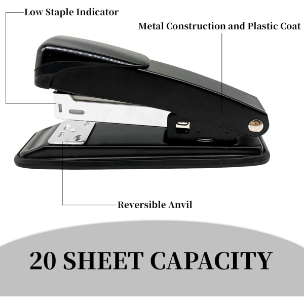 2-paks stasjonær stiftemaskin 20-arks bærbar stiftemaskin Lett bruk Grunnleggende stiftemaskin Liten stiftemaskin Slitesterk metall stasjonær stiftemaskin for hjemmet