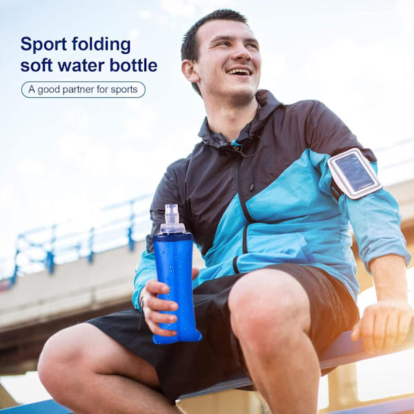 2 st Mjuka Flaskor 250ml, TPU Fällbara Löpvattenflaskor, Utomhus Sport Hydreringsflaska, Mjuk Hopvikbar Vattenflaska