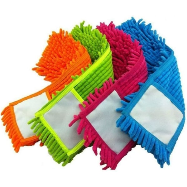 4 stk Mikrofiber Mopp Refills Hoder Støv Gulvklut Rengjøring Vaskbare Puter Mopphode (Assorterte Farger)