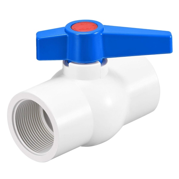 Kugleventil, G1-1/2 indvendigt gevind PVC-ventil til akvarieopsætning, sumppumpe, pool, havesprinkler Hvid Blå